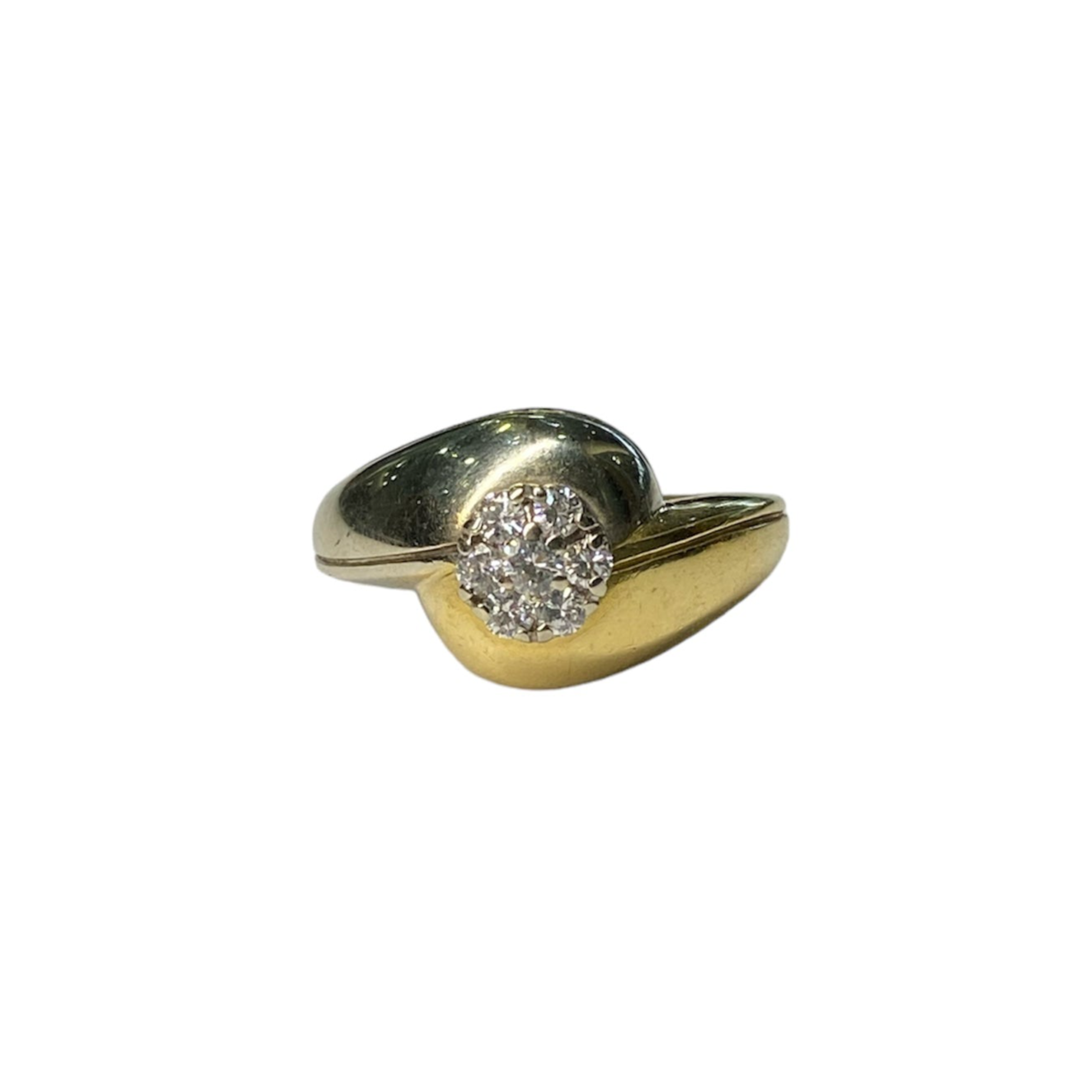 Unisex Vintage 18ct White and Yellow Gold Diamond Signet Ring