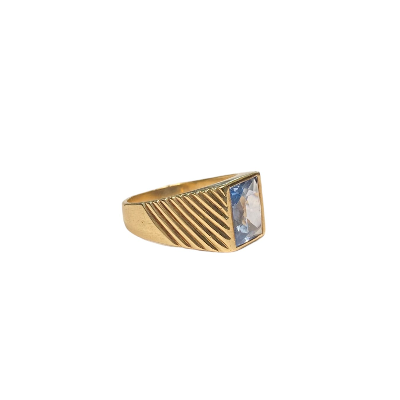 14ct Yellow Gold Aqua Signet Ring