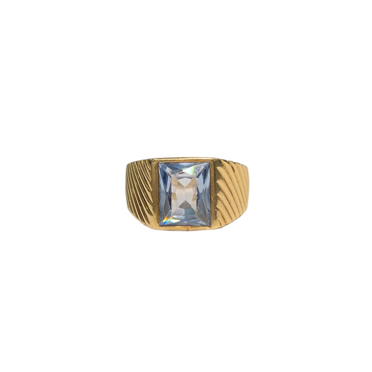 14ct Yellow Gold Aqua Signet Ring