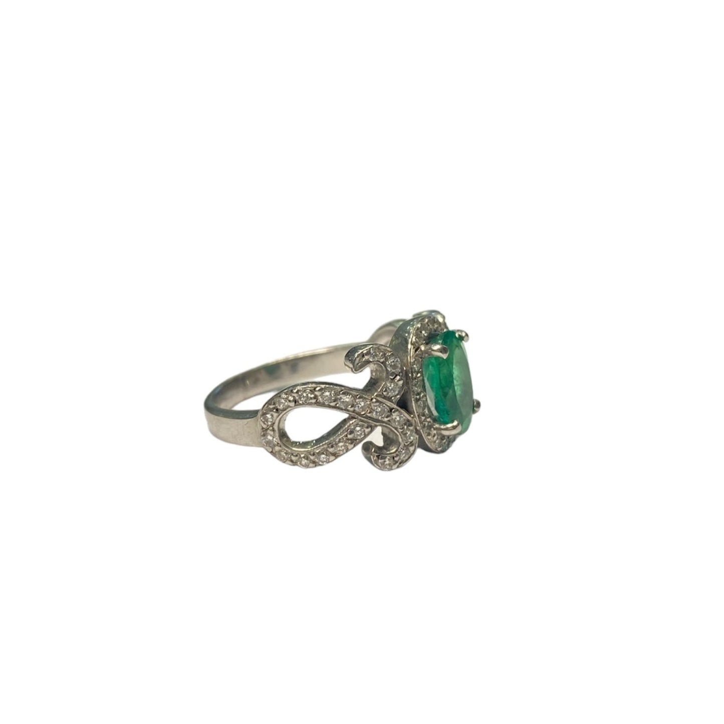 Antique Inspired Emerald and Diamond Ring