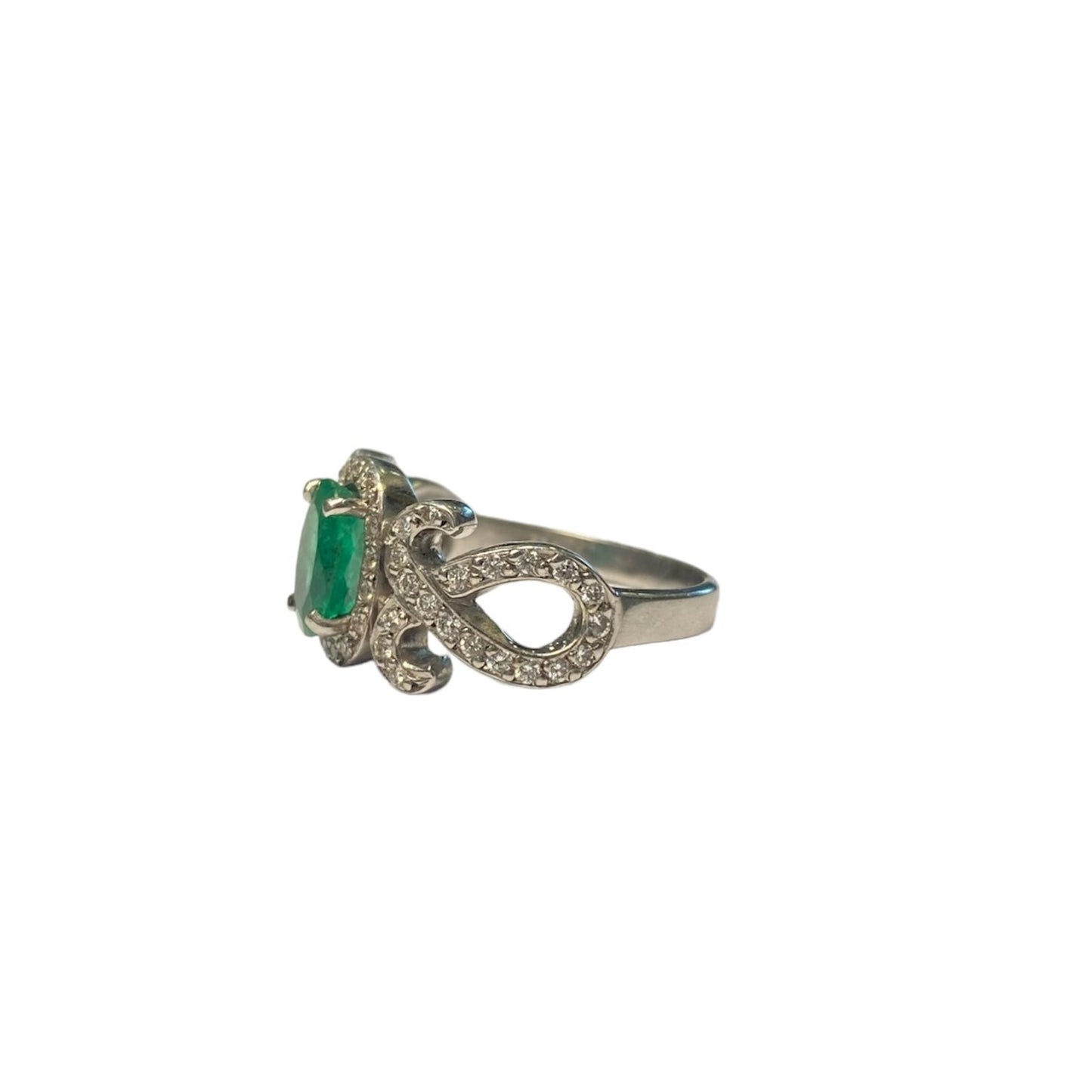 Antique Inspired Emerald and Diamond Ring