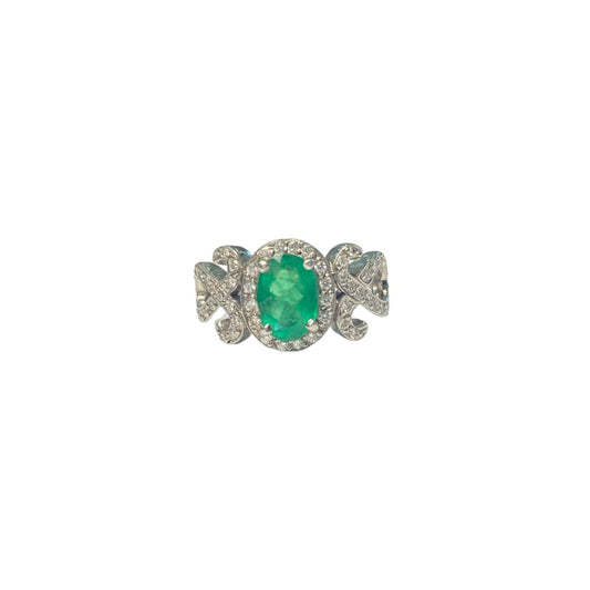 Antique Inspired Emerald and Diamond Ring