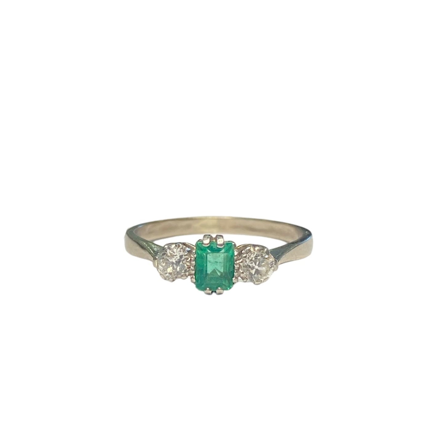 Edwardian 3 stone Emerald and Diamond Ring