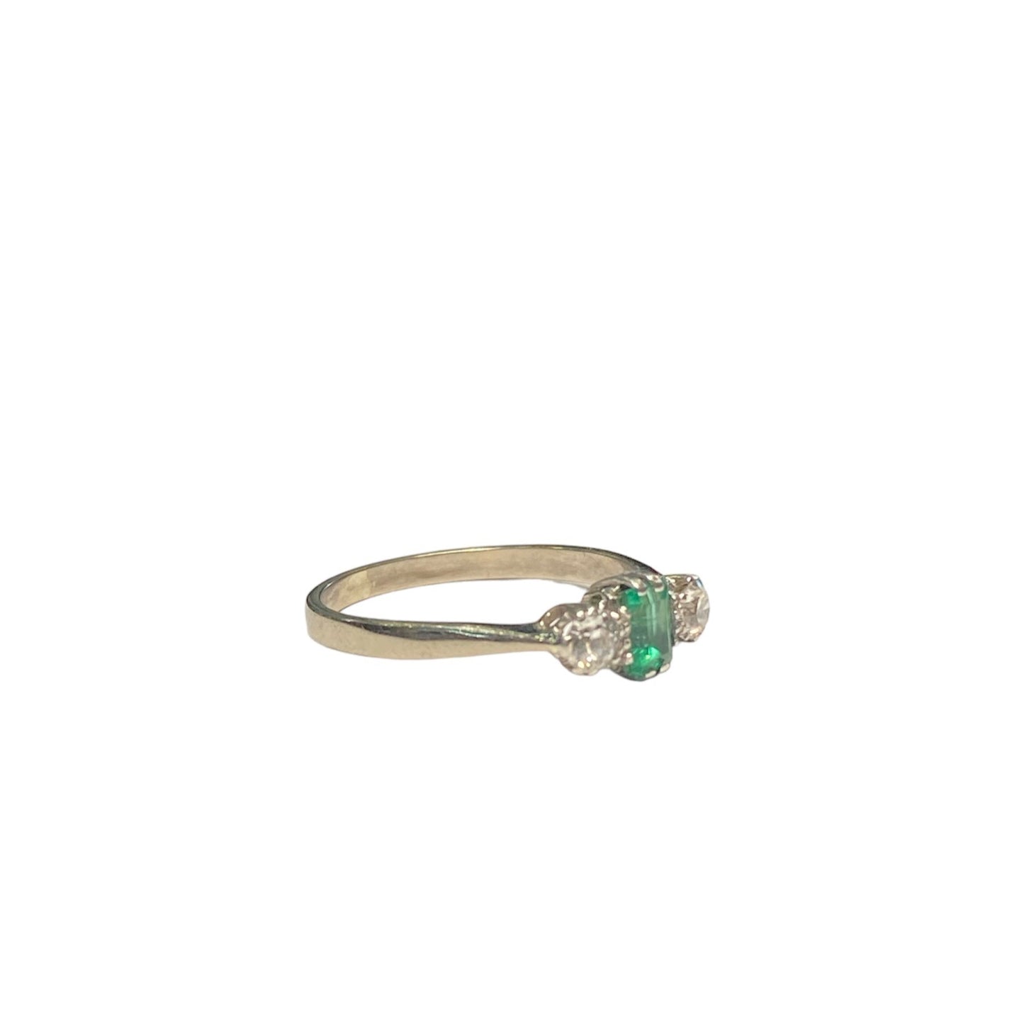 Edwardian 3 stone Emerald and Diamond Ring