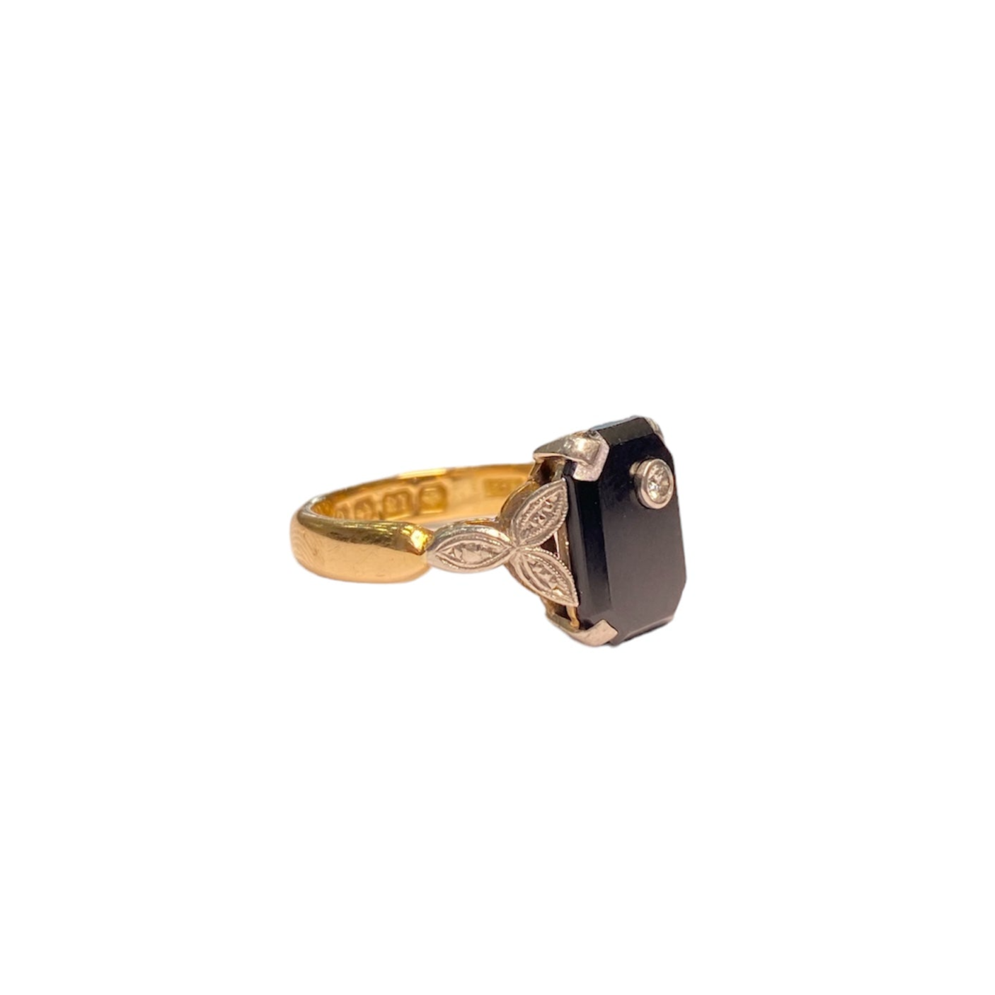 18ct Gold Onyx & Diamond Signet