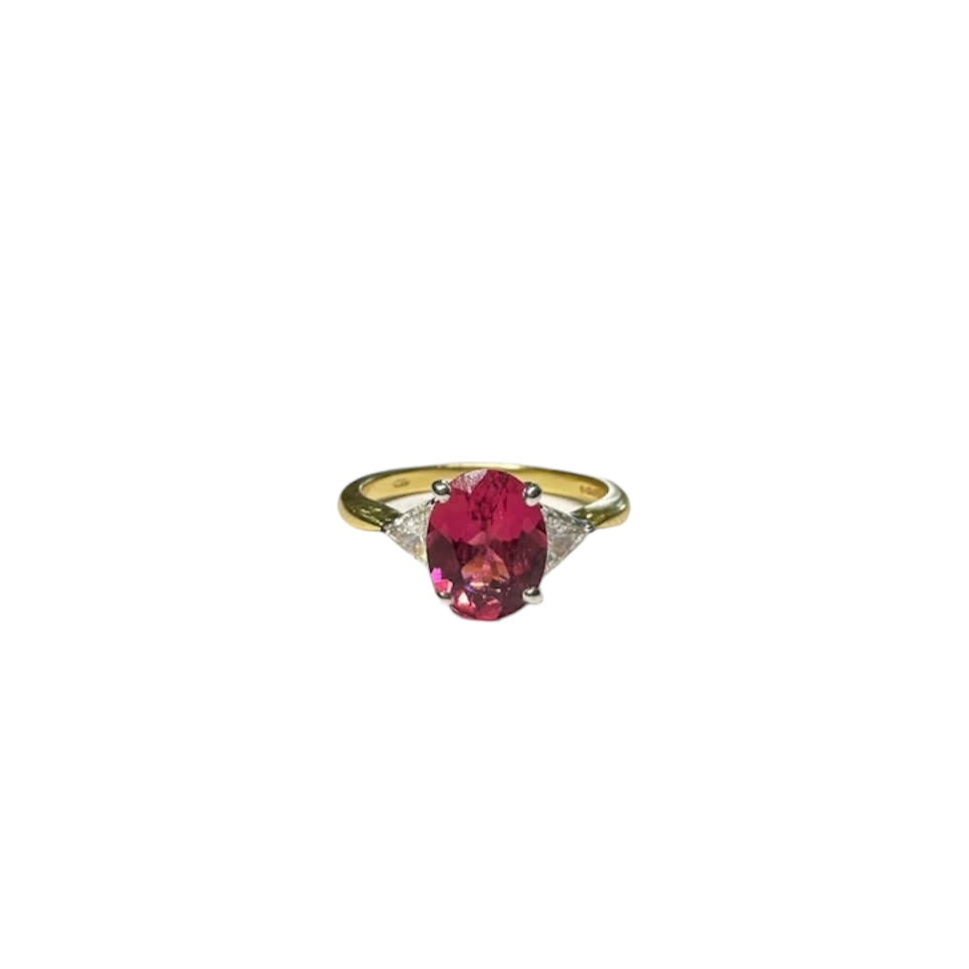 1980s Pink Ruby and Diamond Ring