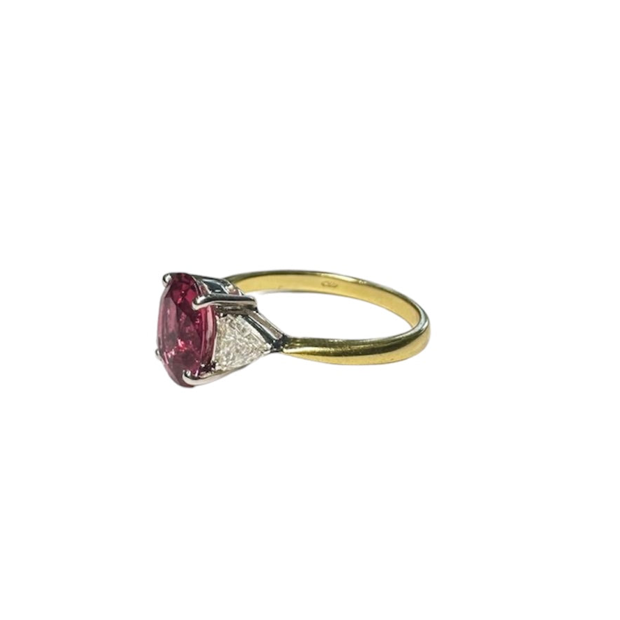 1980s Pink Ruby and Diamond Ring