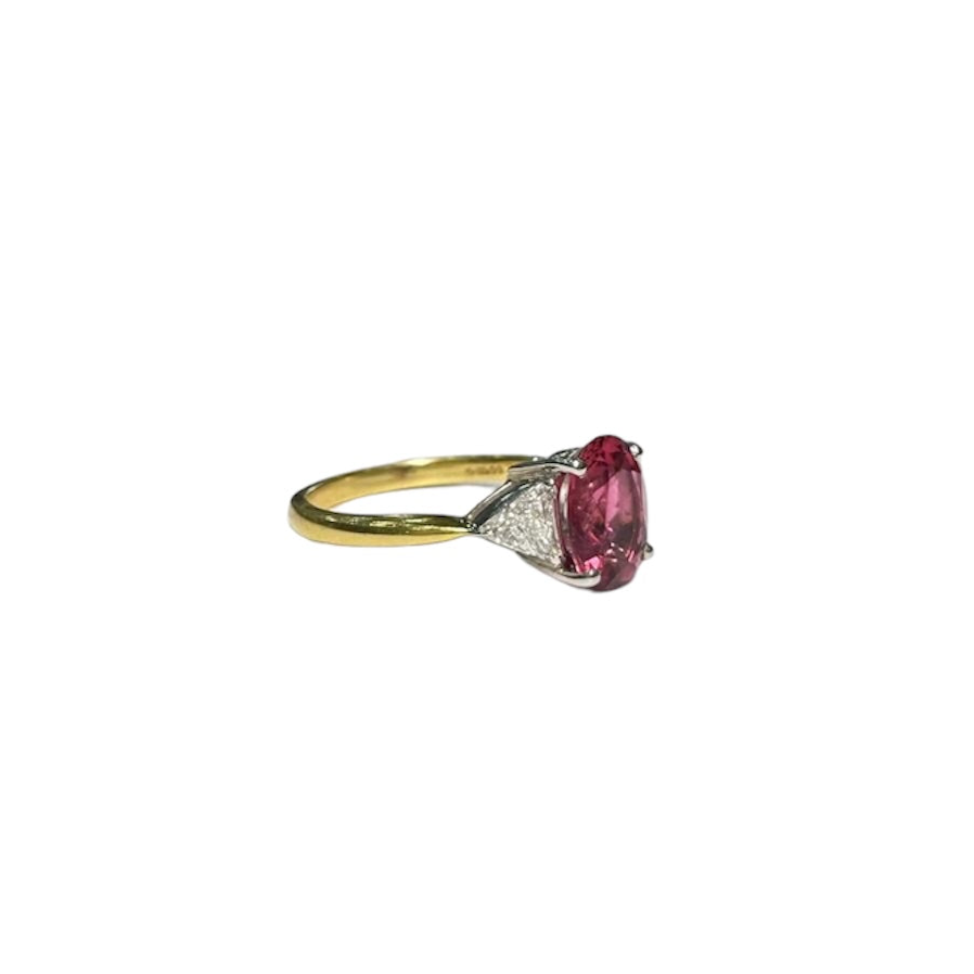 1980s Pink Ruby and Diamond Ring