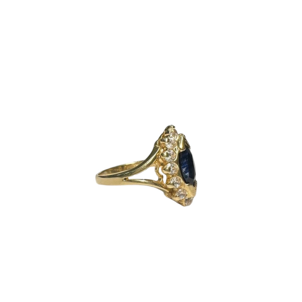 Victorian Black Sapphire & Cubic Zirconia Marquise Ring